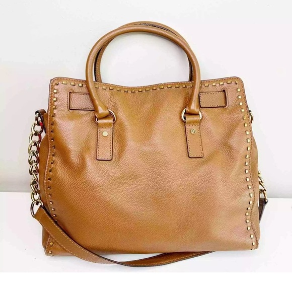 Michael Michael Kors Hamilton classic cognac Pebble Leather satchel Shoulder - Picture 3 of 14